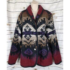 Vintage Woolrich Aztec Wool Blanket Jacket L Womens Southwestern USA Western